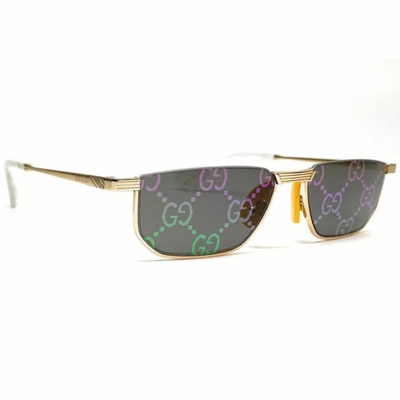 Gucci Men's Rectangle Gold Sunglasses - Picture 3 of 3